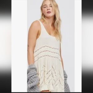 Free People Intimately White Voile Lace Trapeze Mini Slip Dress XS